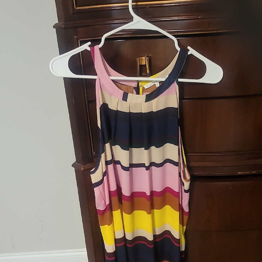 Violet & Claire Pink and Yellow Striped Sleeveless Blouse